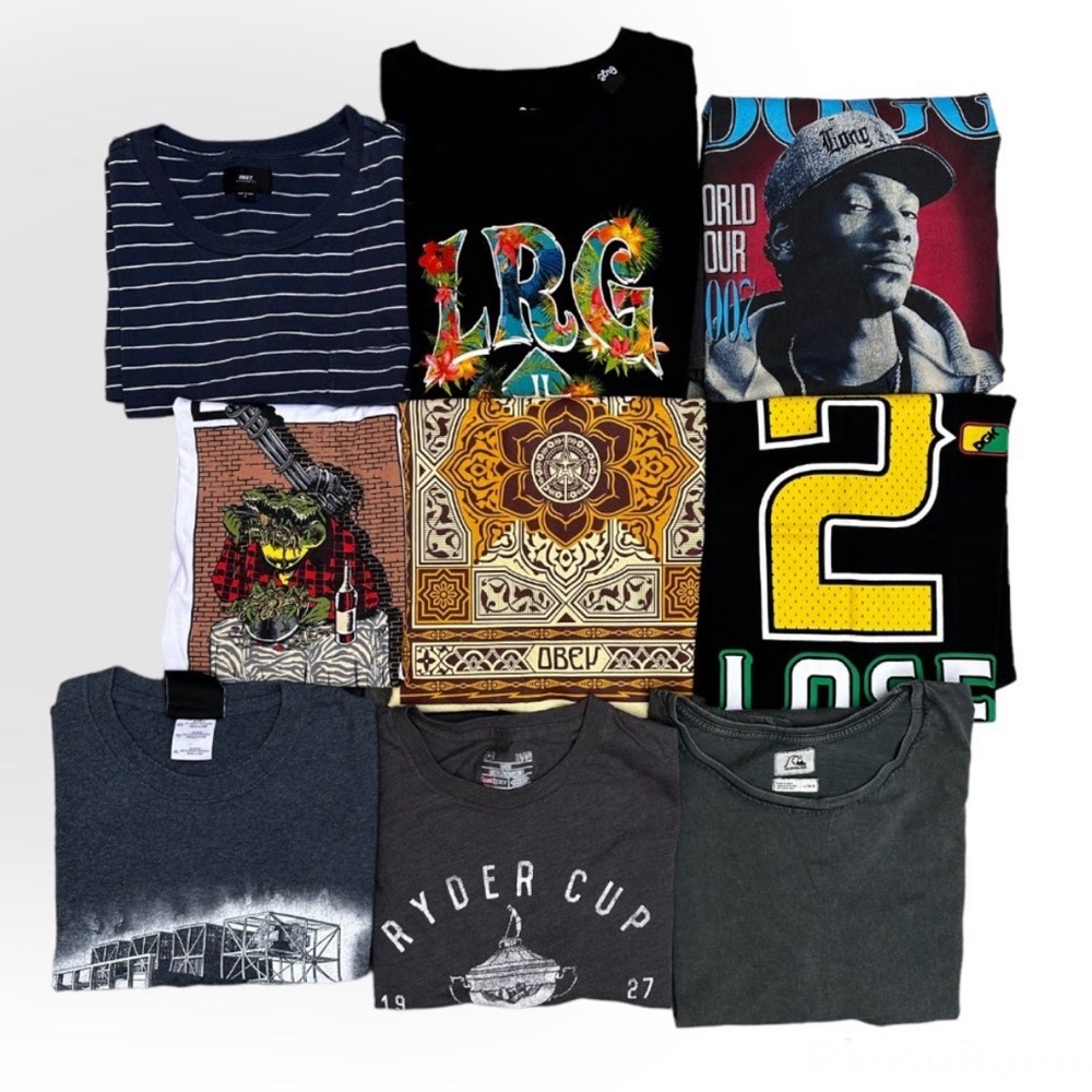 9 piece T Shirt Reseller Bundle Lot Band Tee Obey + more